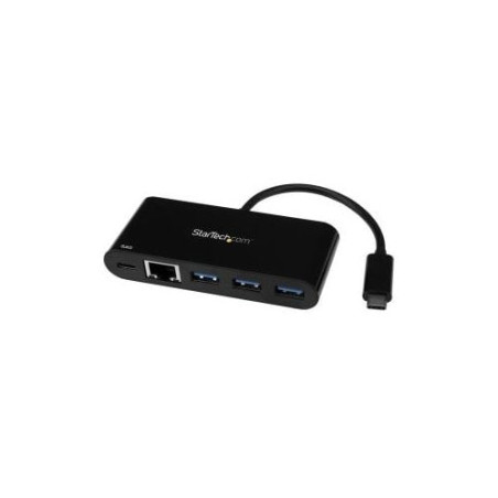 STARTECH 3 PORT USB-C HUB, USB-C(1), USB(3), RJ45, 60W PD, 2YR