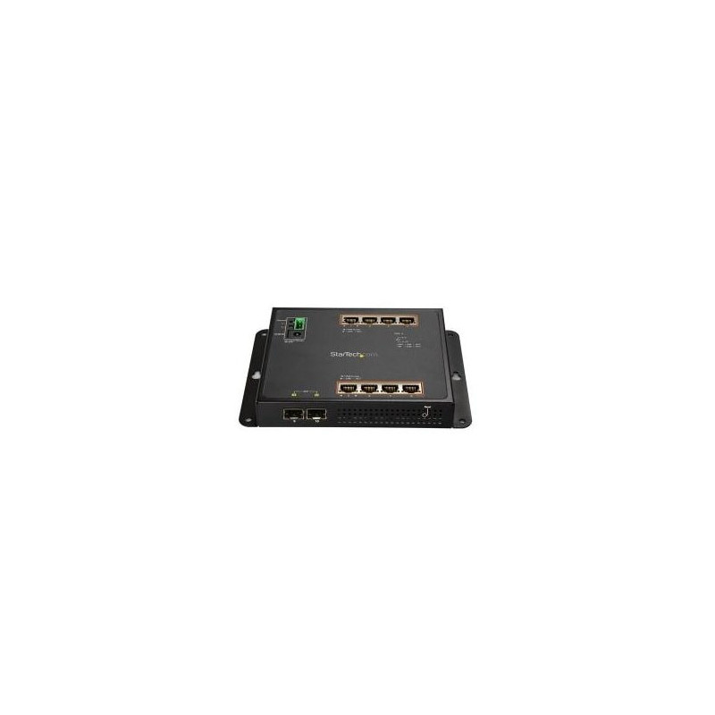 STARTECH INDUSTRIAL 8PORT GIGABIT POE+ SWITCH W/2 SFP SLOTS 30W MANAGED 2YR