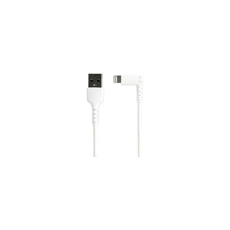 STARTECH 2M USB-A TO LIGHTNING CHARGE/SYNC CABLE, RIGHT ANGLED, DURABLE, MFi, WHITE, 2