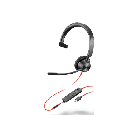HP POLY BLACKWIRE 3315 UC , MONO USB-C CORDED HEADSET , 3.5MM INCL USB-A ADAPTOR