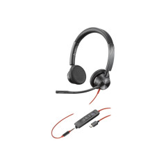 HP POLY BLACKWIRE 3325 MS , STEREO USB-C CORDED HEADSET, 3.5MM INC USB-A ADAPTOR