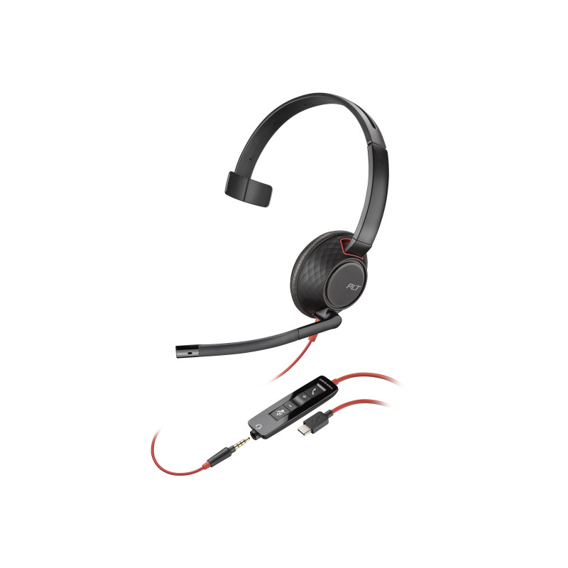 HP POLY BLACKWIRE C5210 UC MONO USB-C CORDED HEADSET,3.5MM INC USB-A ADAPTOR