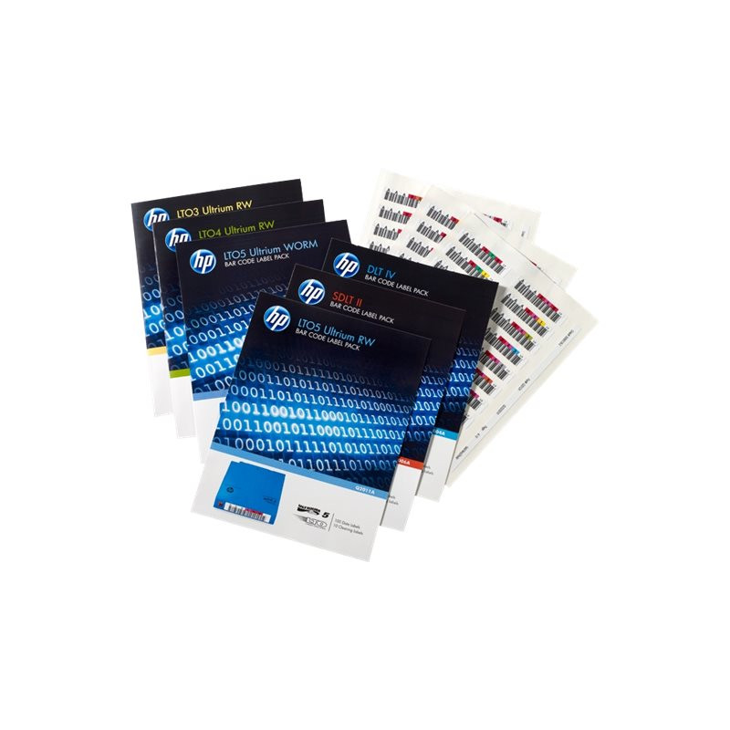 HP LTO7- BAR CODE LABEL PACK(QTY:100 ,10 CLEAN) UNIQUELY SEQUENCED