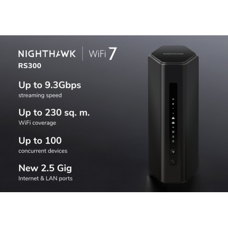 NETGEAR (RS300) NIGHTHAWK BE9300, TRI-BAND WIFI-7 ROUTER, 2YR