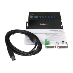 STARTECH 7 PORT USB 3.0 HUB, INDUSTRIAL, METAL, ESD & SURGE PROTECTION, MOUNT, 2YR