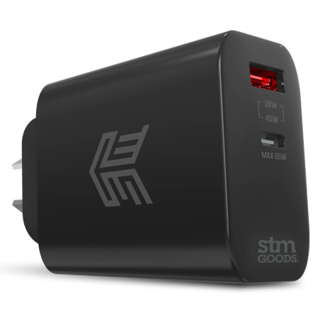 STM 65W DUAL PORT (USB-C & USB-A) POWER ADAPTER (AUNZ) - BLACK
