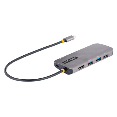 STARTECH 0.3M USB-C MULTIPORT ADAPTER, 100W, USB(3), 4K HDMI(1), RJ45(1), SD/MICROSD, 3YR