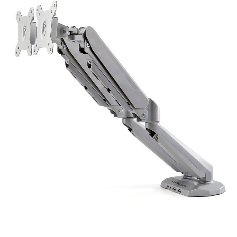 STARTECH DUAL MONITOR DESK MOUNT <32", <8KG, FULL MOTION, VESA, SILVER, USB, AUDIO, 2YR