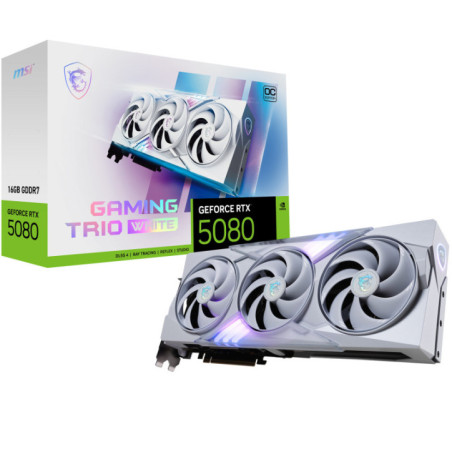 MSI nVidia GeForce RTXâ¢ 5080 16G GAMING TRIO OC WHITE,  Boost: 2700 MHz, CUDA 10752 Units, 16GB GDDR7, HDMIâ¢ x 1