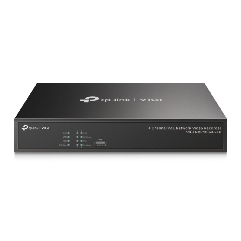 TP-Link VIGI NVR1004H-4P 4 Channel PoE+ Network Video Recorder, 24/7 Continuous Recording, 4K HDMI Video Output & 16MP Decoding 