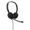 JABRA CORDED EVOLVE 10 STEREO HEADSET, USB-A, LEATHER, BLACK