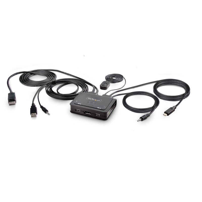 STARTECH 2-PORT HYBRID USB-C DISPLAYPORT CABLE KVM SWITCH, 4K 60HZ, 2 YR