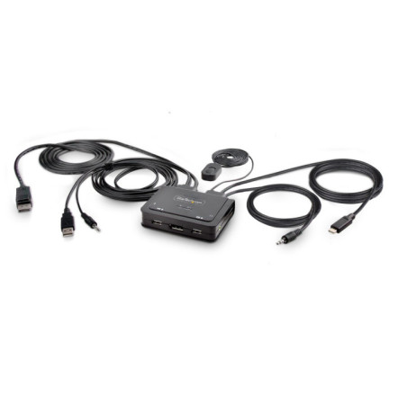 STARTECH 2-PORT HYBRID USB-C DISPLAYPORT CABLE KVM SWITCH, 4K 60HZ, 2 YR