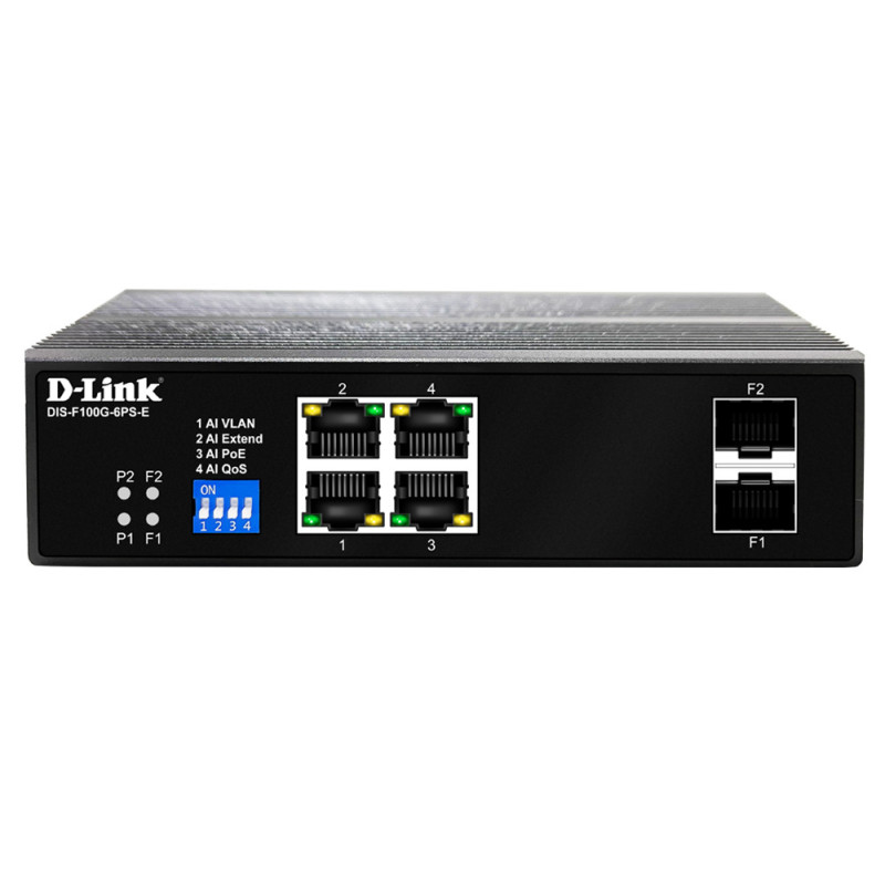 D-LINK 6P GIGABIT INDUSTRIAL POE SWITCH WITH 4 POE+ PORTS (120W) AND 2 SFP PORTS