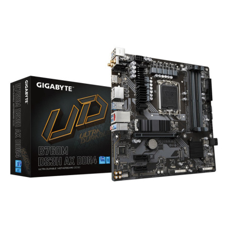 Gigabyte B760M DS3H AX DDR4 Intel LGA 1700 m-ATX Motherboard, 4x DDR4 ~128GB, 1x PCI-E x16, 1x PCI-E x1, 2x M.2, 4x SATA, 3x USB