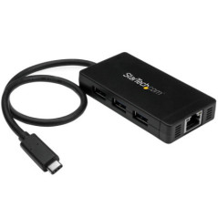 STARTECH 3 PORT USB-C HUB, USB-C(1), USB(3), RJ45, 2YR
