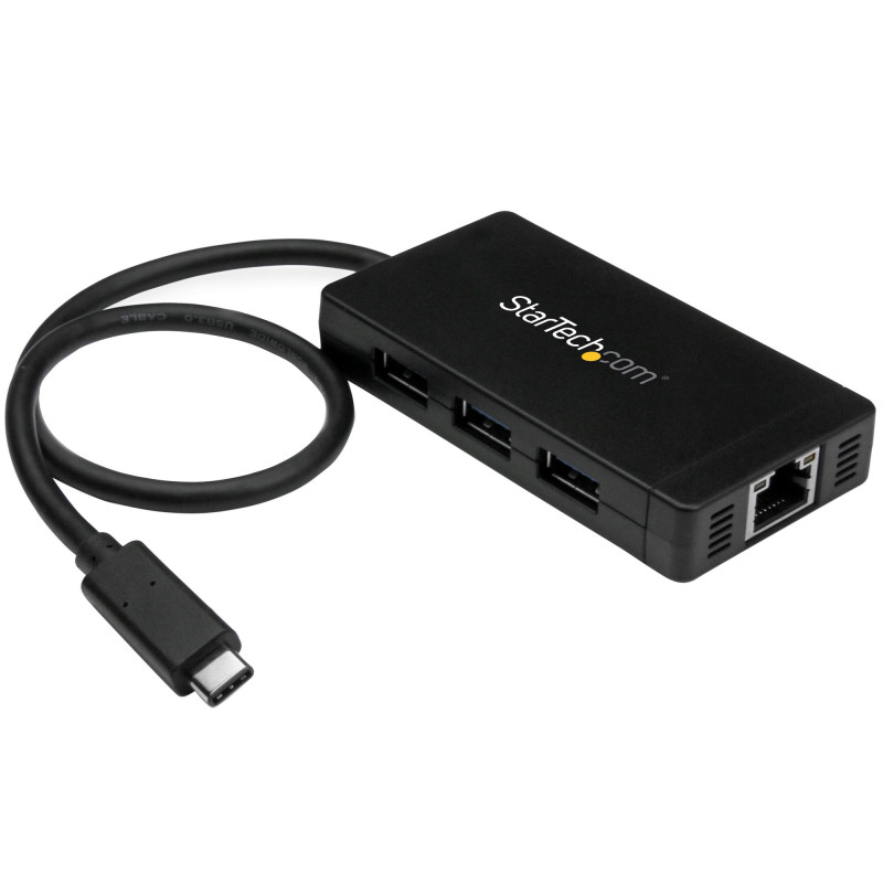 STARTECH 3 PORT USB-C HUB, USB-C(1), USB(3), RJ45, 2YR
