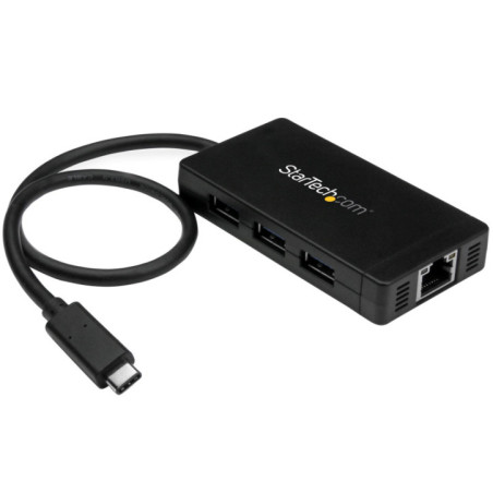 STARTECH 3 PORT USB-C HUB, USB-C(1), USB(3), RJ45, 2YR