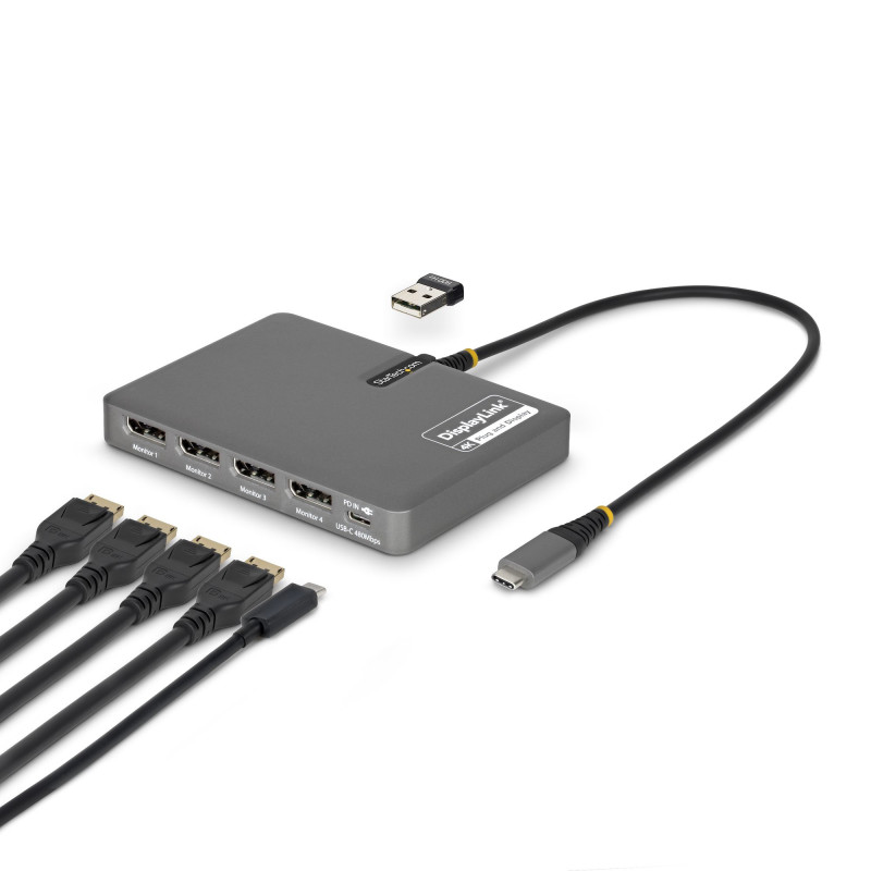 STARTECH USB-C QUAD-MONITOR WORKSTATION ADAPTER 4K 60HZ DISPLAYPORT, 3 YR