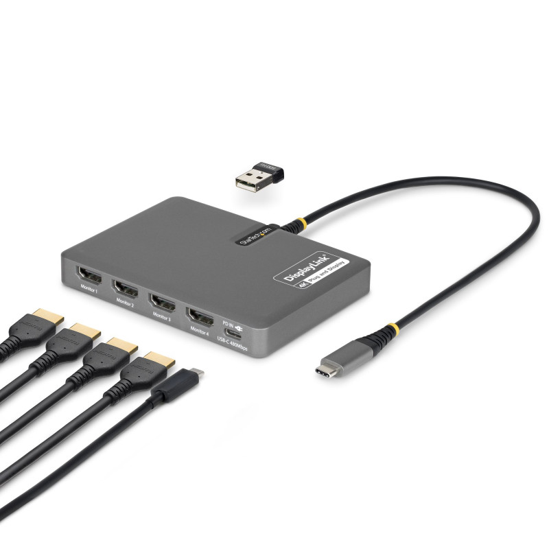 STARTECH USB-C QUAD-MONITOR WORKSTATION ADAPTER 4K 60HZ HDMI, 3 YR