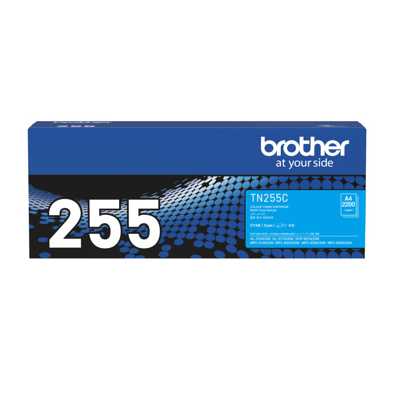 Brother TN-255C - CYAN HIGH YIELD TONER CARTRIDGE TO SUIT HL-3150CDN/3170CDW/MFC-9140CDN/9330CDW/9335CDW/9340CDW /DCP-9015CDW(2,