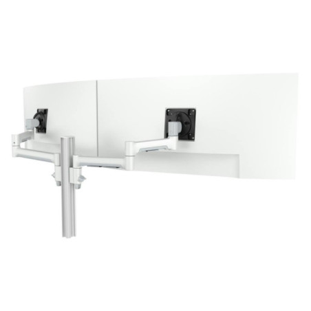 Atdec AWMS-2-5940 Dual Extended-Reach Arms on Post Heavy-Duty F-Clamp White
