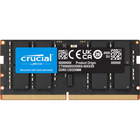 CRUCIAL 16GB DDR5 NOTEBOOK MEMORY, PC5-51200, 6400MHz, CSODIMM, LIFE WTY