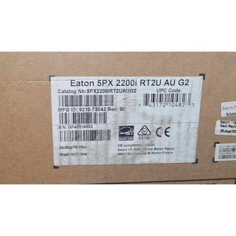 EATON 5PX GEN 2 2200VA/2200W 2U RACK/TOWER UPS, 3 YRS WTY 438 X 603 X 85.5 (2U), 28KG
