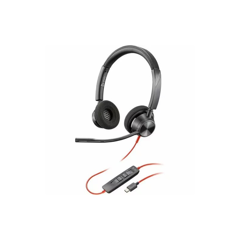 HP POLY BLACKWIRE 3320, MS, STEREO, CORDED HEADSET, INCLUDING USB-A ADAPTOR
