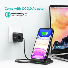 Choetech T524-S 10W/7.5W Fast Wireless Charging Stand with AC Adapter