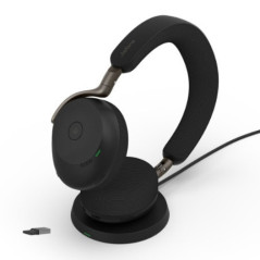 JABRA WIRELESS EVOLVE3 75 MS STEREO BLUETOOTH ANC HEADSET W/WLESS CHARGING PAD, LINK390A