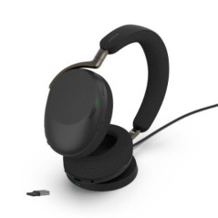 JABRA WIRELESS EVOLVE3 85 UC STEREO BLUETOOTH ANC HEADSET W/WLESS CHARGING PAD, LINK390A