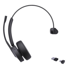 YEALINK WIRELESS (BH70) UC MONO BLUETOOTH HEADSET BT51 DONGLE, BLACK, C TO A ADAPTER