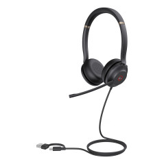 YEALINK WIRED (UH37) MS STEREO HEADSET,NOISE CANCELLING MIC,LEATHER,USB-C, C TO A ADAPTOR