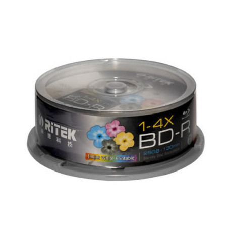Ritek Blu-Ray BD-R 2X 25GB 130Min White Top Printable 25pcs