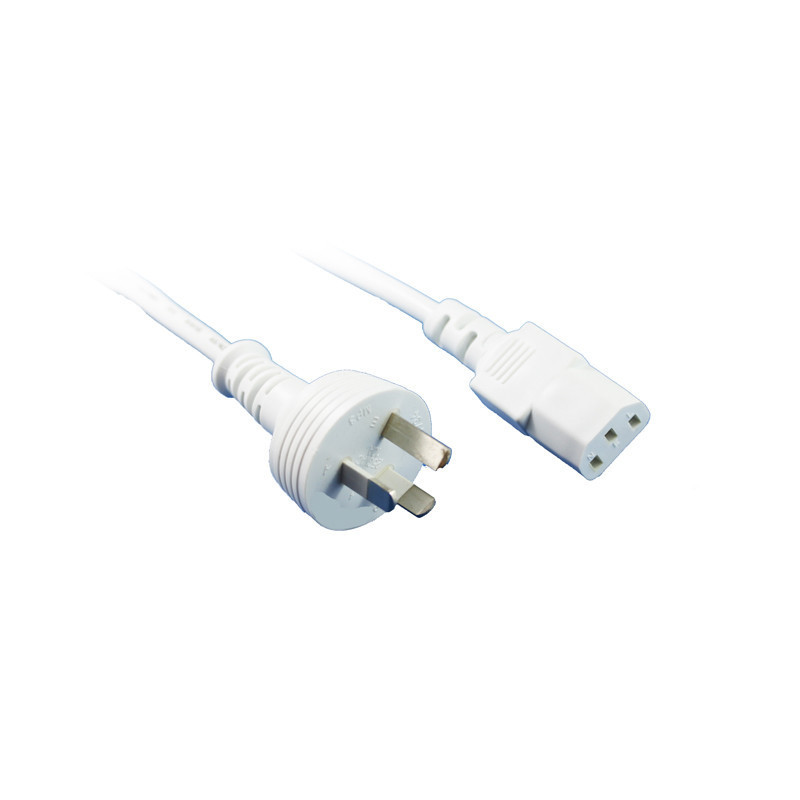 1M White IEC C13 Power Cable