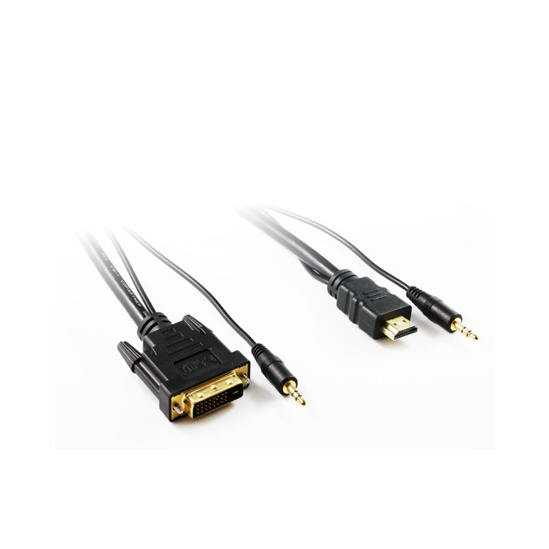 2M DVI-D to HDMI Cable with 3.5mm Audio
