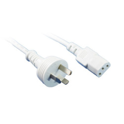 2M White IEC C13 Power Cable
