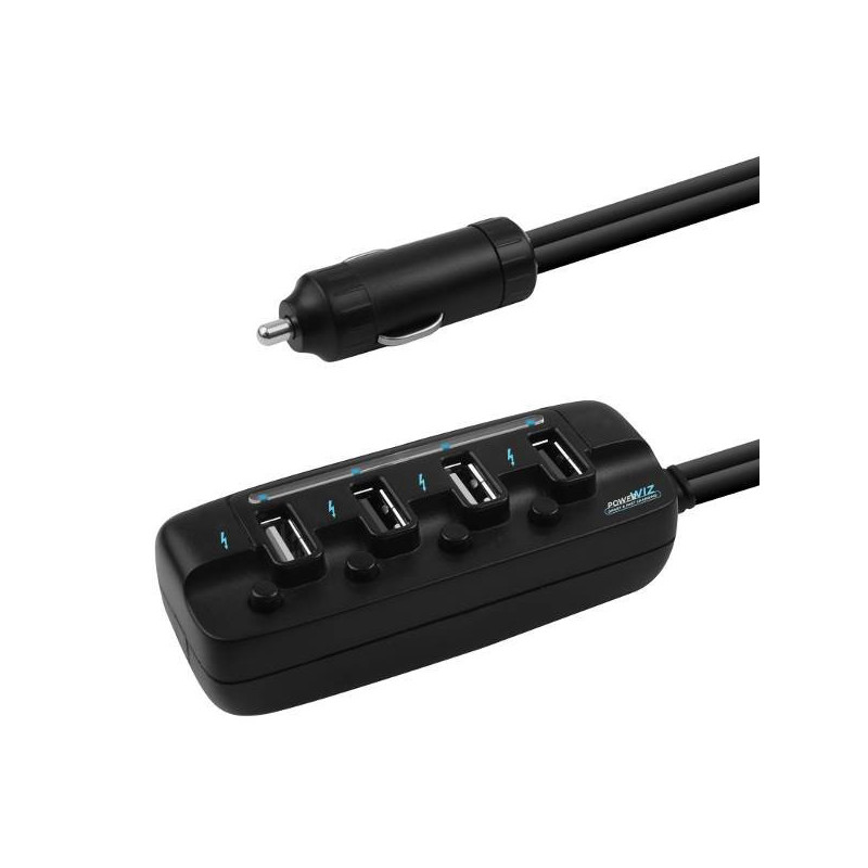 mBeat 4-Port USB 40W Rapid Car Charger with On-Off Switches