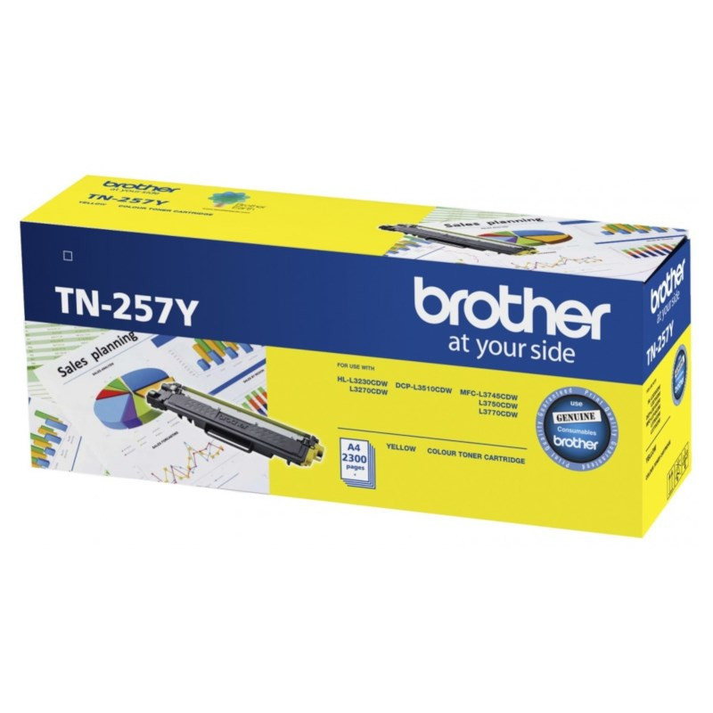 Brother TN-257Y Yellow High Yield Toner Cartridge to Suit -  HL-3230CDW/3270CDW/DCP-L3015CDW/MFC-L3745CDW/L3750CDW/L3770CDW (2,3