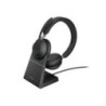 Jabra Evolve2 65 UC USB-A Stereo Bluetooth Headset w/ Charging Deskstand - Black