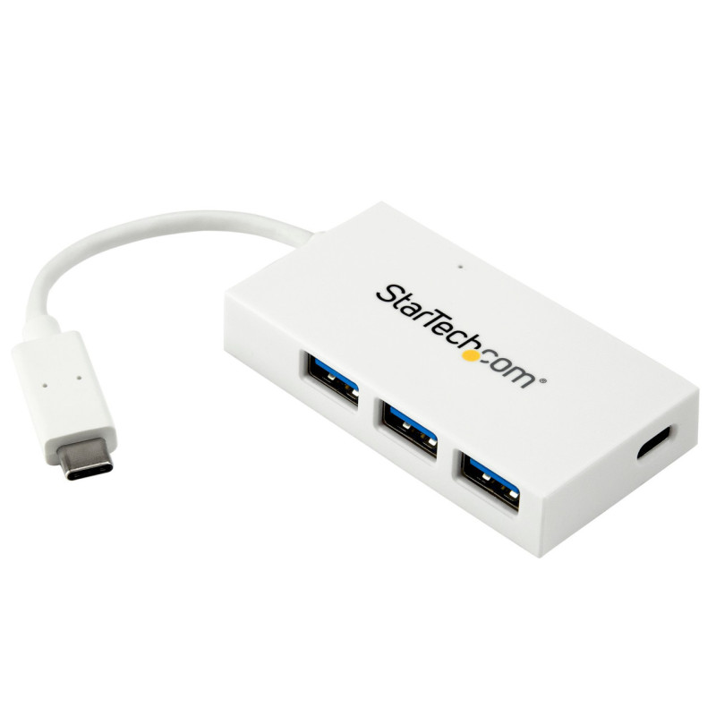 StarTech 4 Port USB C Hub - USB-C to C and A - USB 3.0 Hub - White
