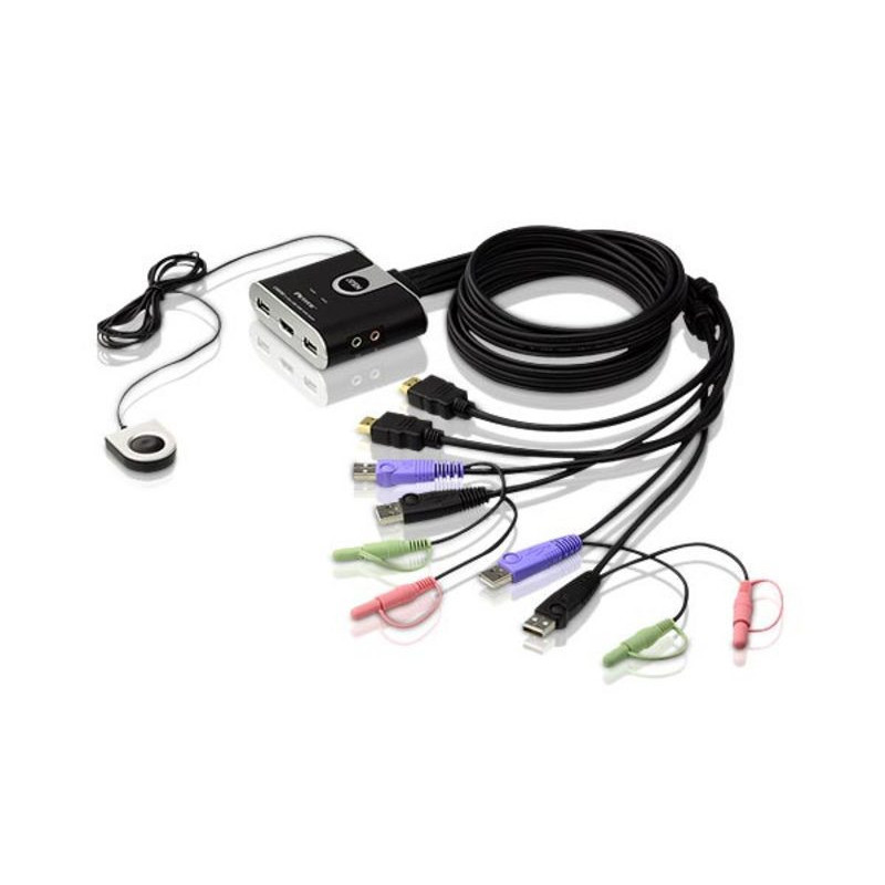 Aten Petite 2 Port USB HDMI KVM Switch with Audio and Remote Port