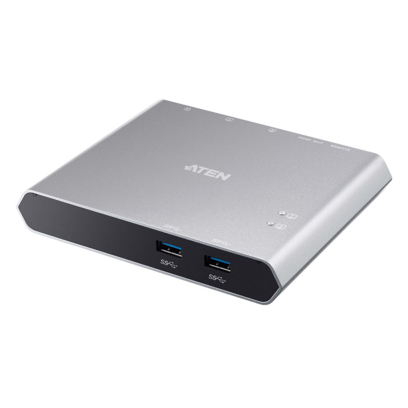 Aten 2 Port USB-C Gen 1 Dock Switch with Power Pass-Through - Supports Samsung DeX mode and Huawei desktop mode