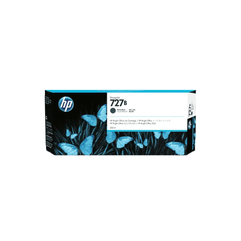 HP 727B 300Ml Matte Black DesignJet Ink - T920 / T930 / T1500 / T1530 / T2500 / T2530