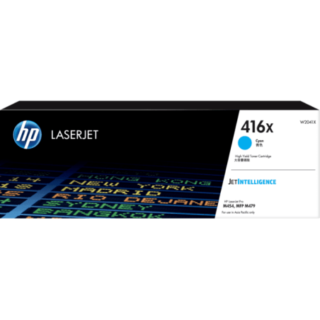 HP 416X Cyan Toner - High Yield- Approx 6K Pages - M454 - M479 - M455 - M480 Models