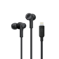 Belkin Rockstar Headphones with Lightning Connector - For Apple Devices - Black  - Black