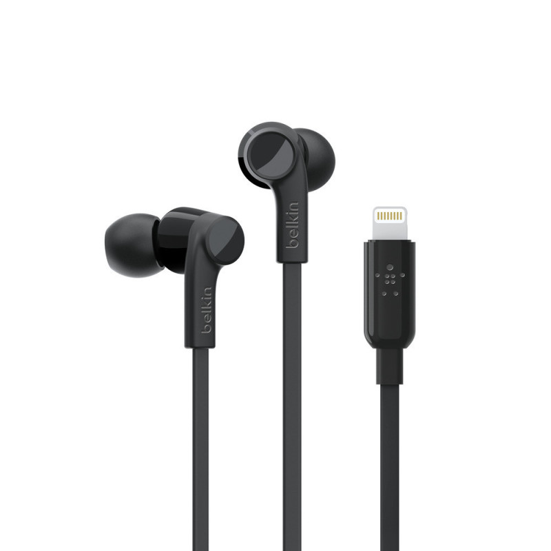 Belkin Rockstar Headphones with Lightning Connector - For Apple Devices - Black  - Black