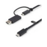 StarTech 3ft (1m) USB-C Cable with USB-A Adapter Dongle - Hybrid 2-in-1 USB C Cable