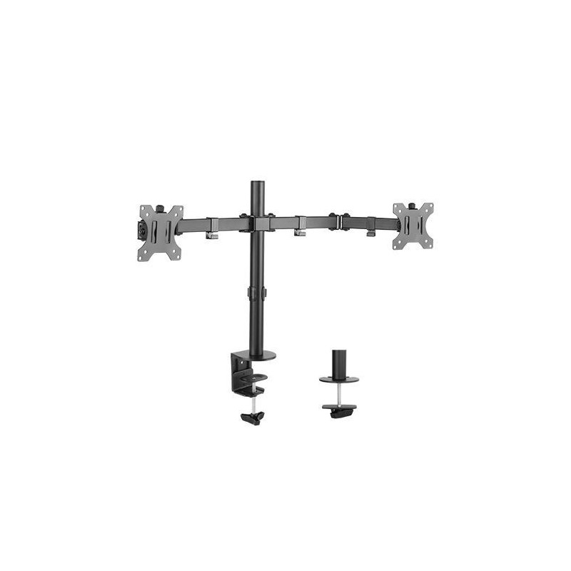Brateck Dual Screens Economical Double Joint Articulating Steel Monitor Arm Fit Most 13’’-32’’ Monitors Up to 8kg per screen VES